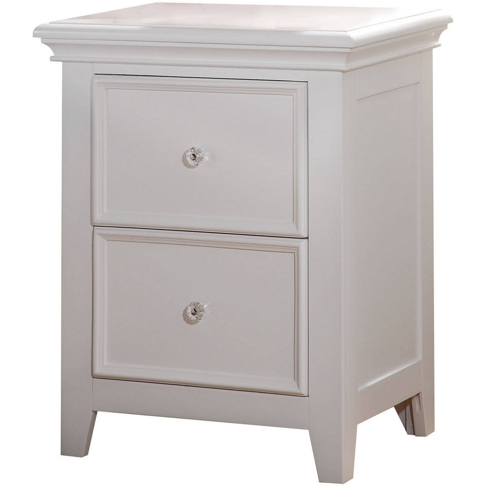 Lacey Youth White Wood Nightstand with 2 Drawers