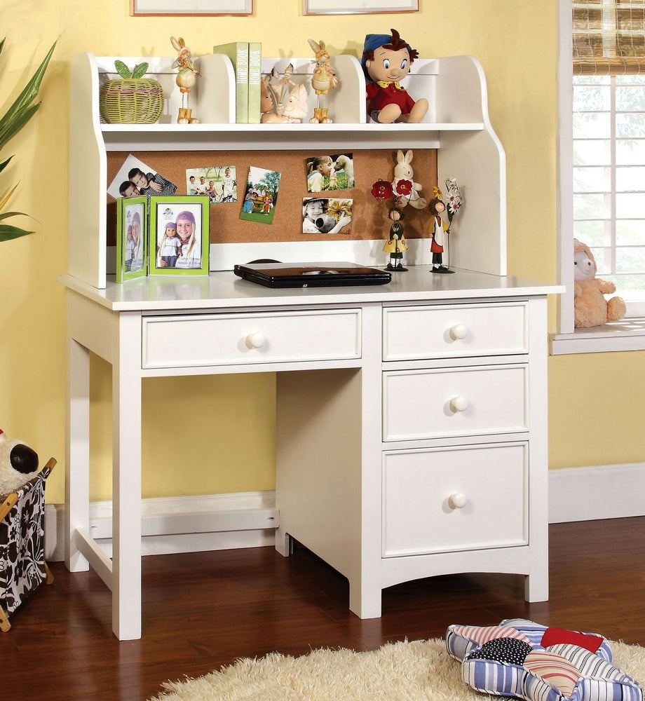 Omnus White Wood Desk with Hutch