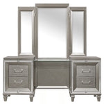 Tamsin Silver-Grey Metallic Wood Vanity Table w/Mirror