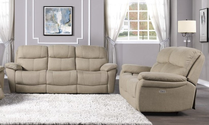 Longvale 2-Pc Tan Microfiber Power Recliner Sofa Set