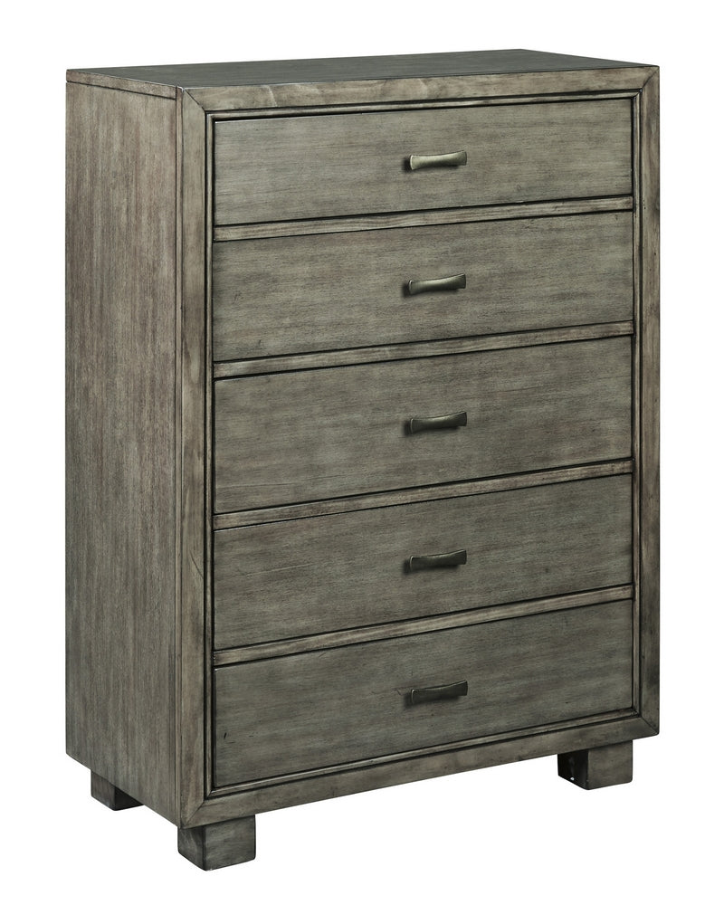 Arnett Gray Wood 5-Drawer Chest