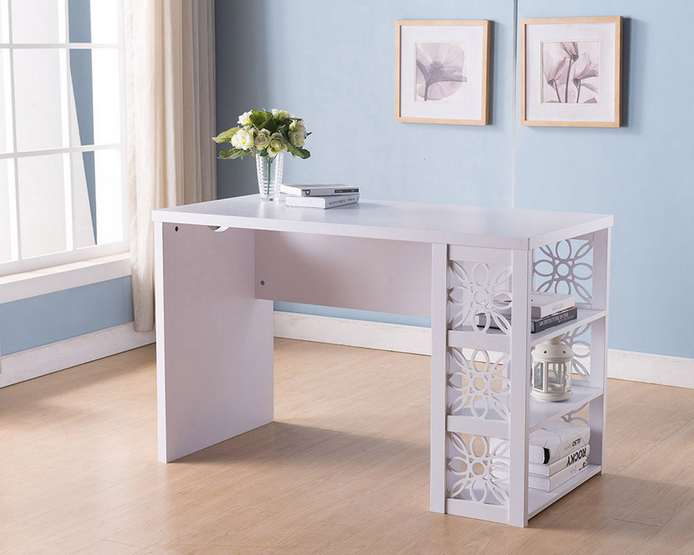 Maristella White Wood Desk with Floral Design