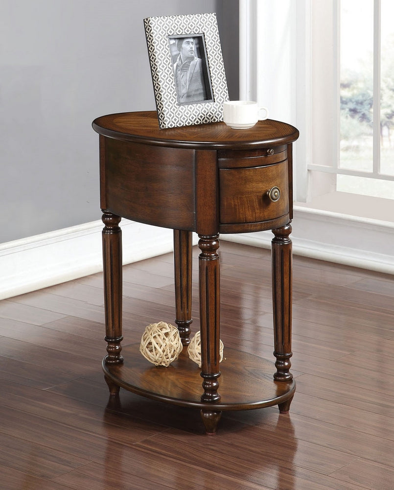 Peniel Dark Oak Wood 1-Drawer Side Table