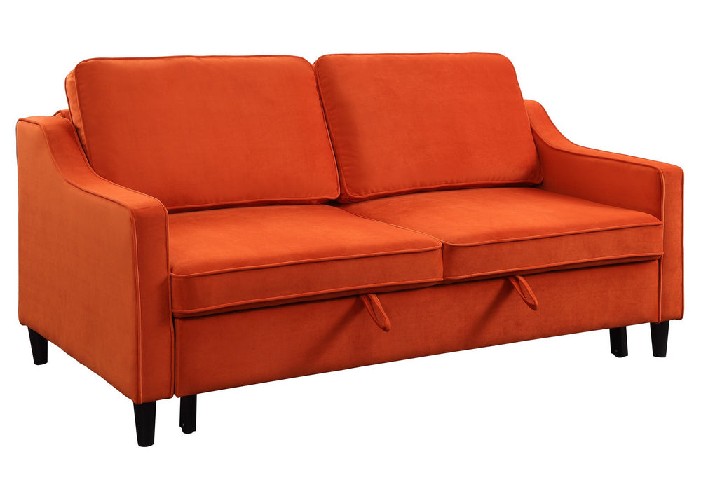 Adelia Orange Velvet Fabric Convertible Studio Sofa