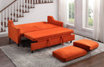 Adelia Orange Velvet Fabric Convertible Studio Sofa