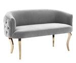 Adina Grey Velvet Loveseat with Gold Metal Legs