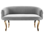 Adina Grey Velvet Loveseat with Gold Metal Legs