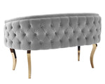 Adina Grey Velvet Loveseat with Gold Metal Legs