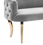 Adina Grey Velvet Loveseat with Gold Metal Legs