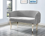 Adina Grey Velvet Loveseat with Gold Metal Legs