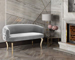 Adina Grey Velvet Loveseat with Gold Metal Legs