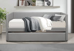 Adra Gray Faux Leather Twin Daybed with Trundle