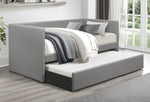 Adra Gray Faux Leather Twin Daybed with Trundle