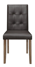 Ahmet 2 Brown Faux Leather/Walnut Wood Side Chairs