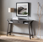 Felicita Distressed Grey Wood Desk with 2 Inner Shelves