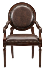 Aldermont Dark Brown Faux Leather/Wood Arm Chair