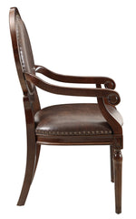 Aldermont Dark Brown Faux Leather/Wood Arm Chair