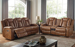 Alexia Brown Leatherette Power Recliner Sofa