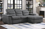 Alfio 2-Pc Gray Fabric RAF Sectional with Pull-out Bed