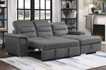 Alfio 2-Pc Gray Fabric RAF Sectional with Pull-out Bed