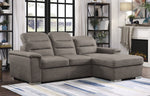 Alfio 2-Pc Taupe Fabric RAF Sectional with Pull-out Bed