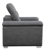 Alfio Gray Microfiber Fabric Chair w/ Pull-out Ottoman