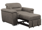 Alfio Taupe Microfiber Fabric Chair w/ Pull-out Ottoman