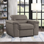 Alfio Taupe Microfiber Fabric Chair w/ Pull-out Ottoman