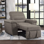 Alfio Taupe Microfiber Fabric Chair w/ Pull-out Ottoman