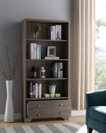 Alfonsina Dark Taupe Wood Bookcase with 4 Shelves