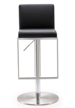 Amalfi Black Vegan Leather/Metal Adjustable Bar Stool