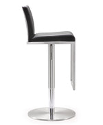 Amalfi Black Vegan Leather/Metal Adjustable Bar Stool