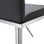 Amalfi Black Vegan Leather/Metal Adjustable Bar Stool