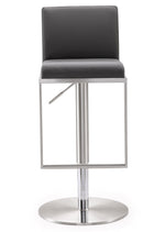 Amalfi Grey Vegan Leather/Metal Adjustable Bar Stool