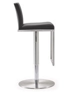 Amalfi Grey Vegan Leather/Metal Adjustable Bar Stool