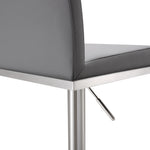 Amalfi Grey Vegan Leather/Metal Adjustable Bar Stool