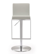 Amalfi Light Grey Vegan Leather/Metal Adjustable Bar Stool