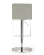 Amalfi Light Grey Vegan Leather/Metal Adjustable Bar Stool