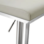 Amalfi Light Grey Vegan Leather/Metal Adjustable Bar Stool