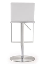 Amalfi White Vegan Leather/Metal Adjustable Bar Stool