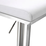 Amalfi White Vegan Leather/Metal Adjustable Bar Stool