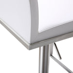 Amalfi White Vegan Leather/Metal Adjustable Bar Stool