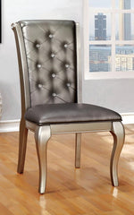 Amina 2 Champagne Faux Leather Side Chairs