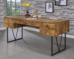 Analiese Antique Nutmeg Wood/Black Metal Writing Desk