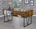 Analiese Antique Nutmeg Wood/Black Metal Writing Desk