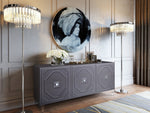 Andros Grey Wood Lacquer Buffet with Lucite Legs