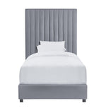 Arabelle Grey Velvet Twin Platform Bed