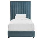 Arabelle Sea Blue Velvet Twin Platform Bed