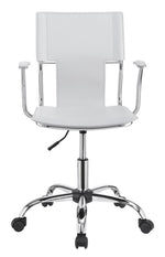 Articulate White Leatherette Office Chair with Chrome Base