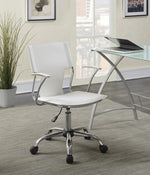 Articulate White Leatherette Office Chair with Chrome Base